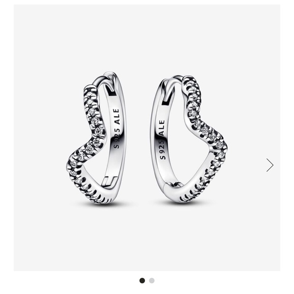 Pandora Sparkling Wave Hoop Earrings - Picture 1 of 5